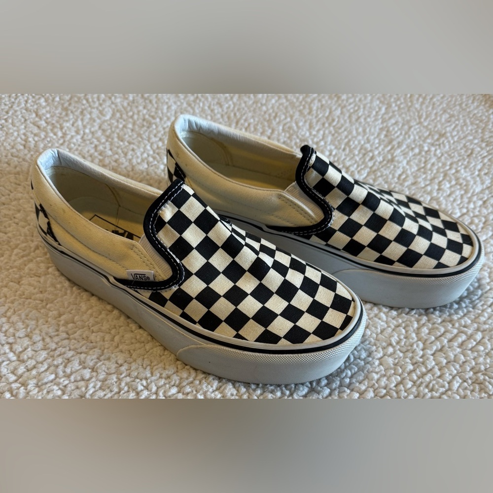 Vans Women’s Black and White Checkered Slip-On Sneakers